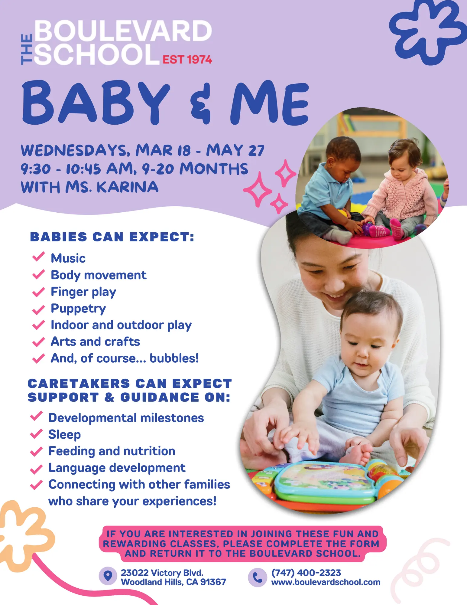 Baby and me infomrational flyer