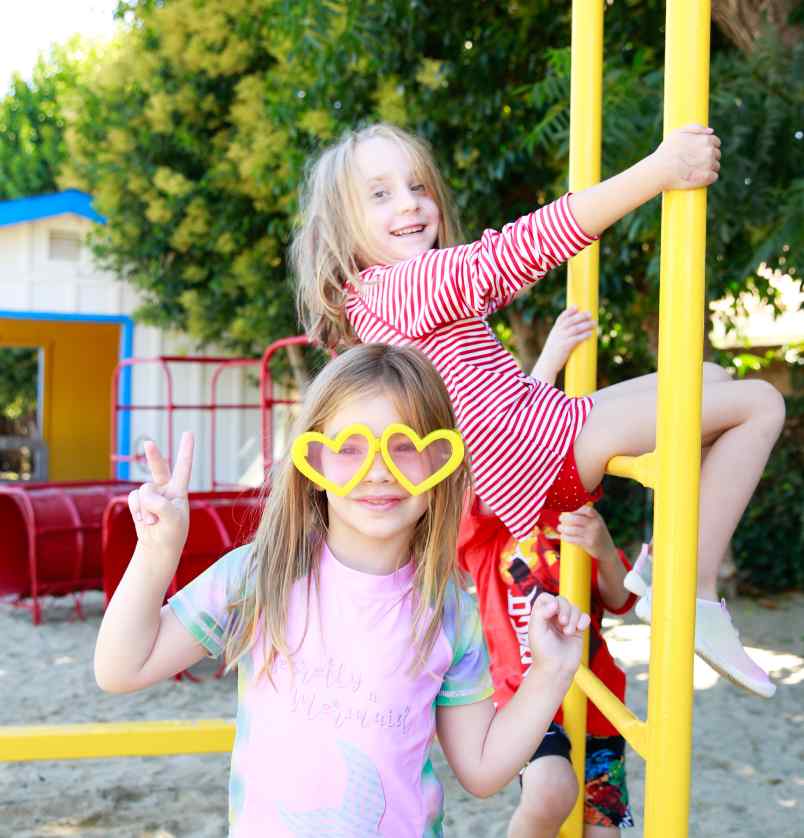 girls playing in playground
